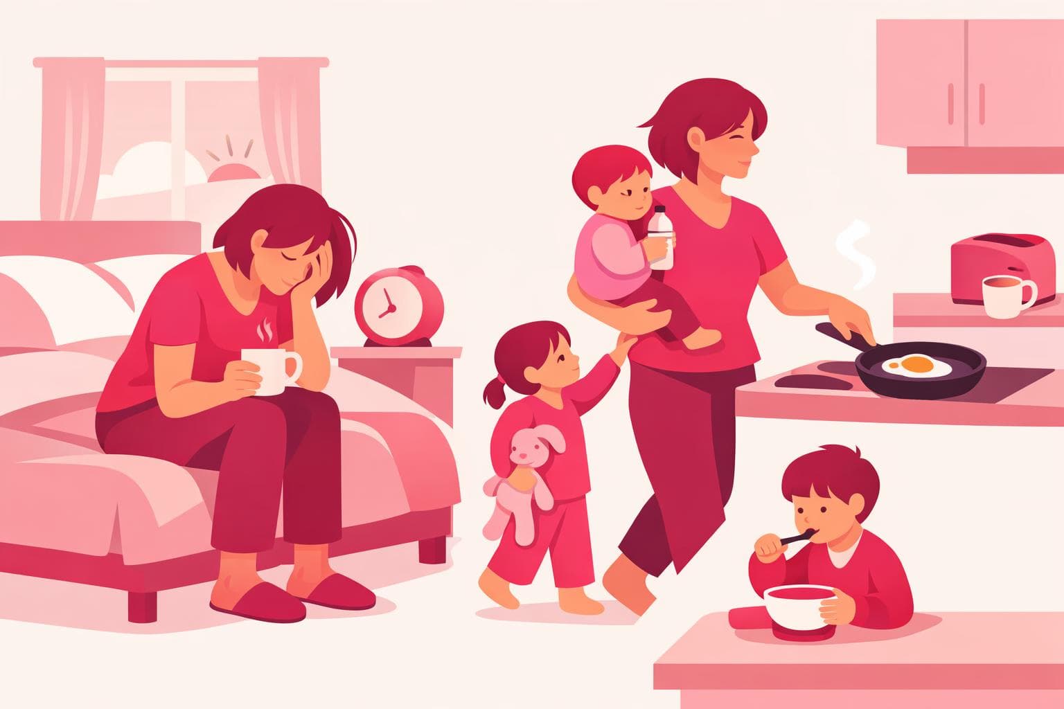 Morning routines for exhausted moms with actual times