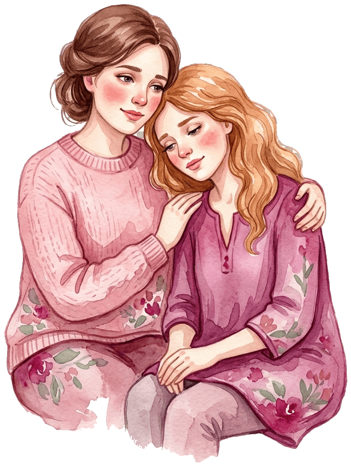 Two moms supporting each other
